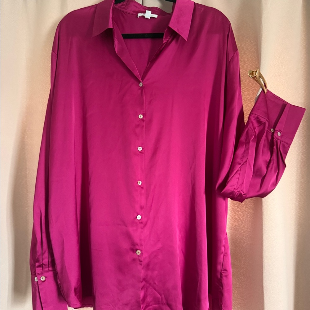 Vibrant Pink Button-Up Shirt
